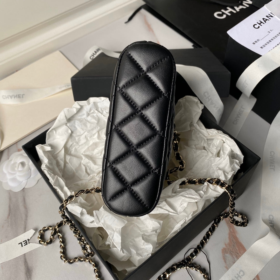 CHANEL Black Leather Makeup Bags
