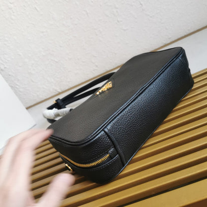 Prada Medium Leather Top-Handle Bag in Black