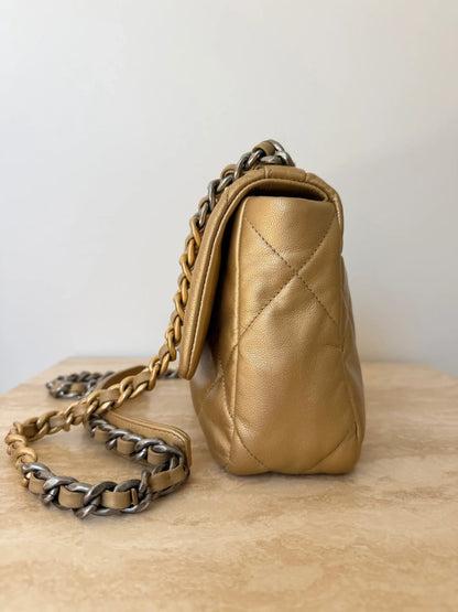 Chanel 19 Small Metallic Gold Lambskin