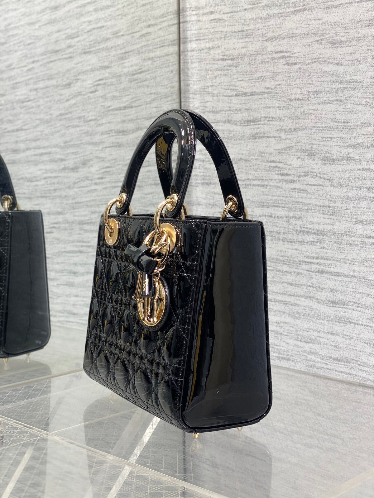 Christian Dior Small Lady Dior bag in Black Patent