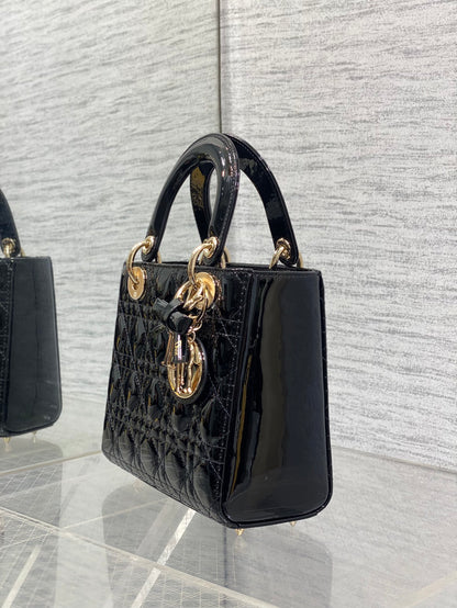 Christian Dior Small Lady Dior bag in Black Patent