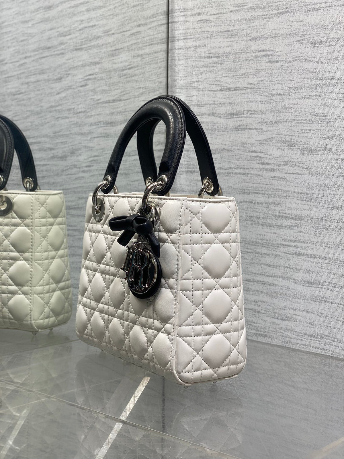 DIOR Lady Dior Bag with Chain Two-Tone Latte and Black