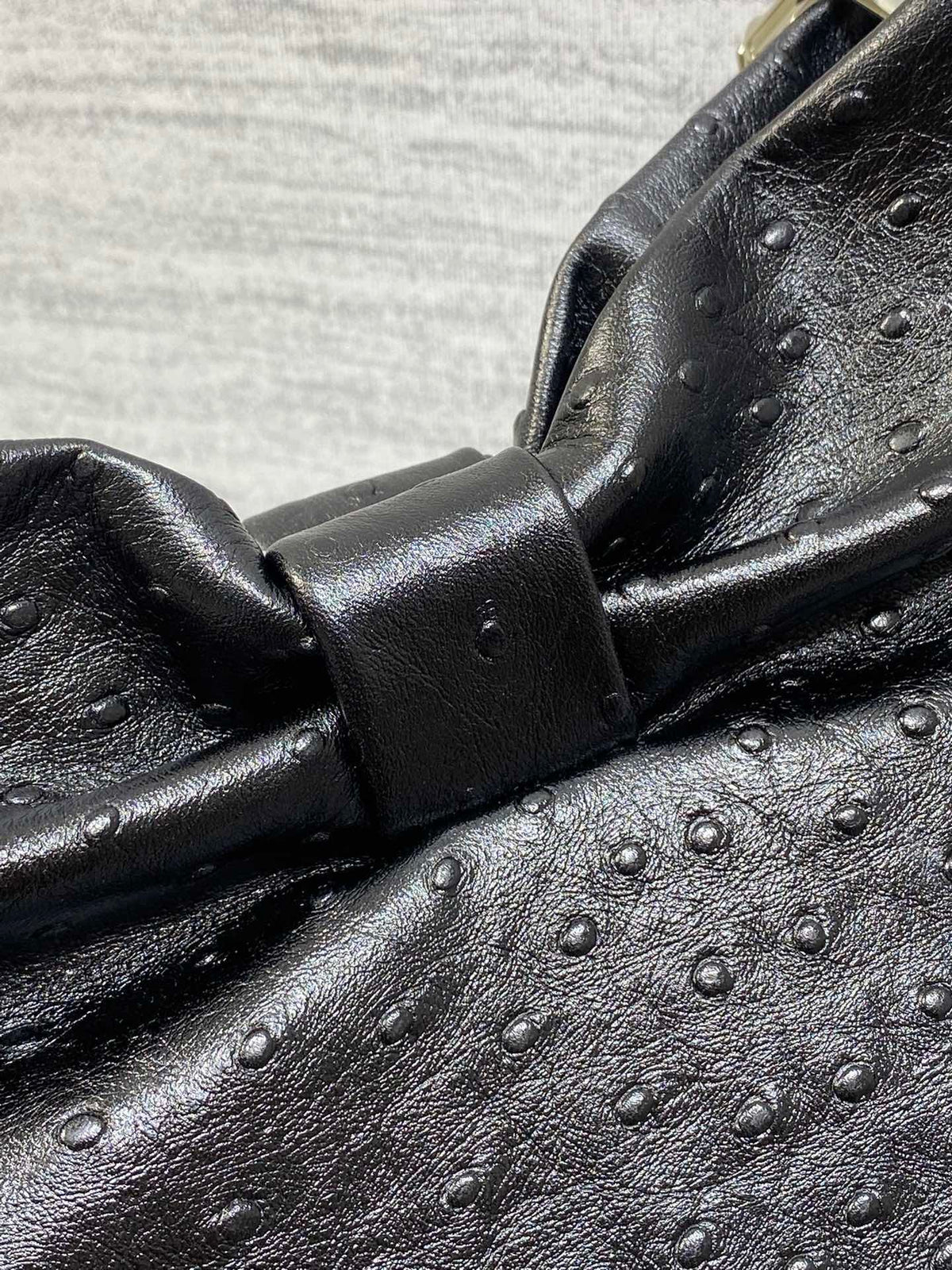 Dior Bow Bag Small Black Ostrich Leather