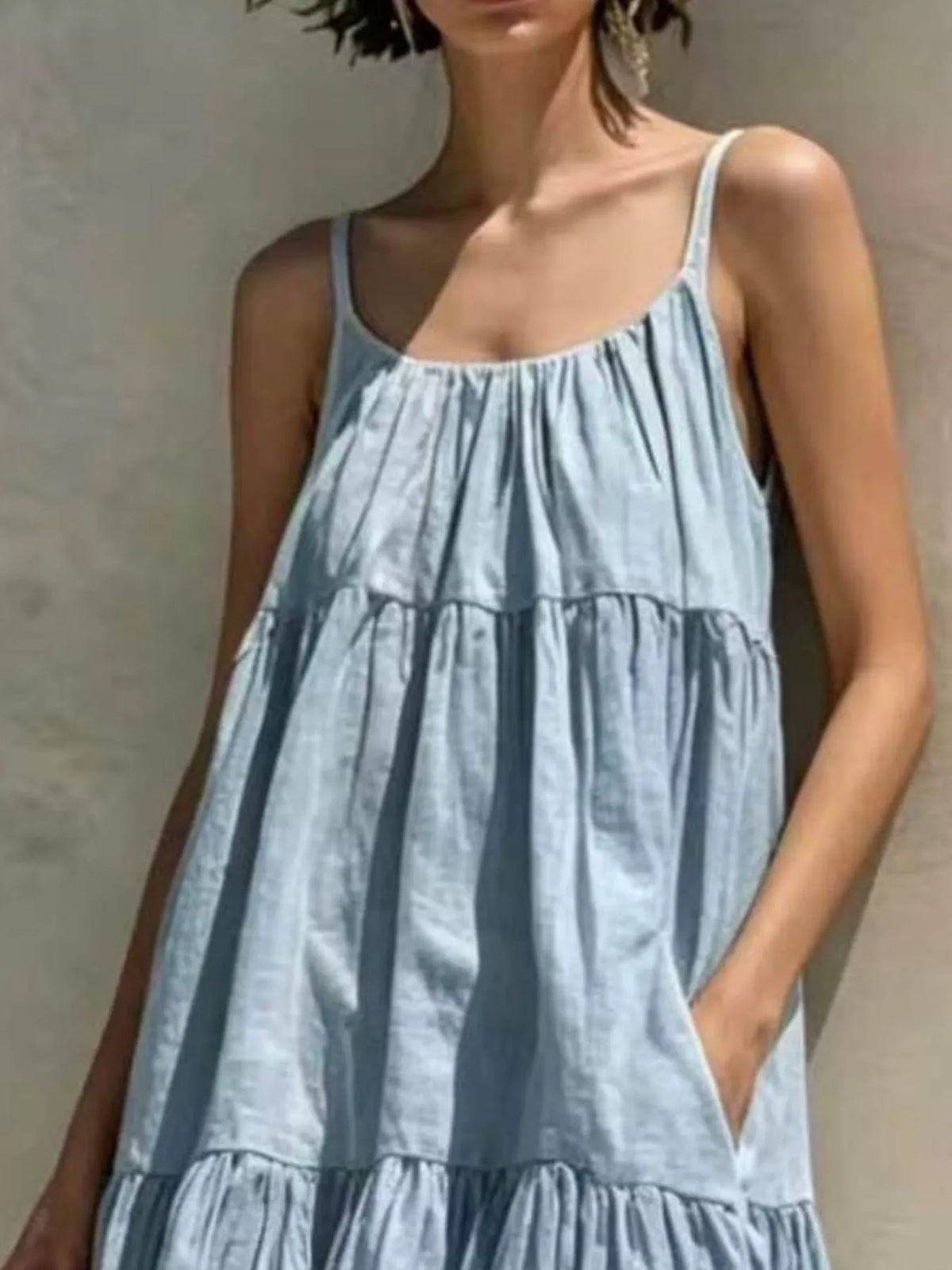 Tiered Scoop Neck Maxi Dress