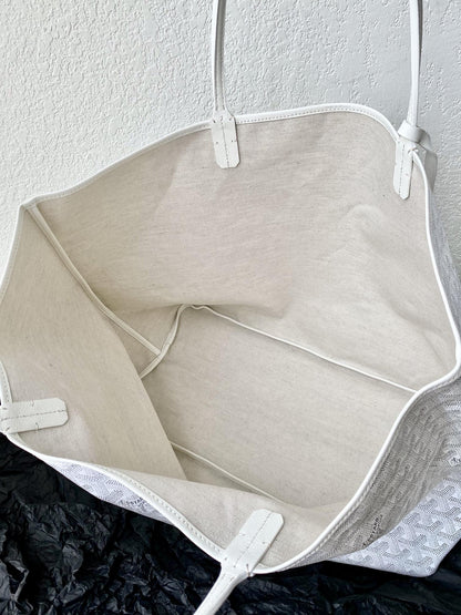 Goyard White Goyardine Canvas & Chevroches Calfskin Saint Louis PM Tote