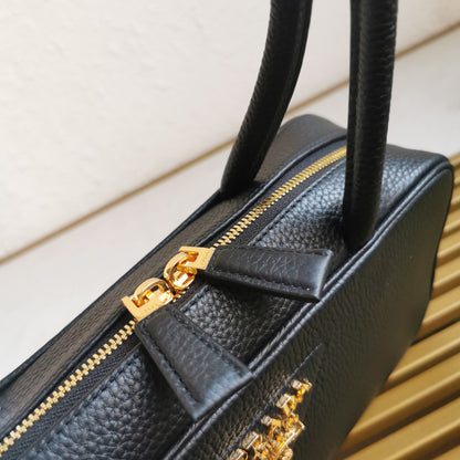 Prada Medium Leather Top-Handle Bag in Black