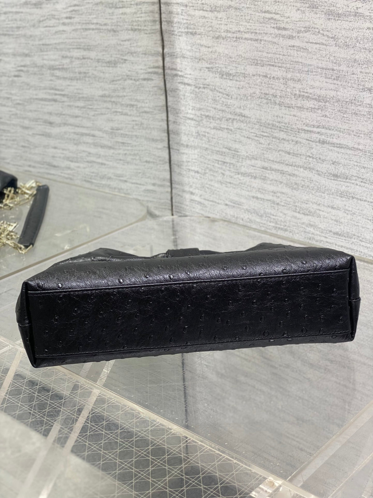 Dior Bow Bag Small Black Ostrich Leather