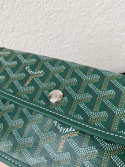 Goyard Green Goyardine Canvas & Chevroches Calfskin Saint Louis PM Tote