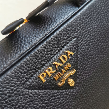 Prada Medium Leather Top-Handle Bag in Brown