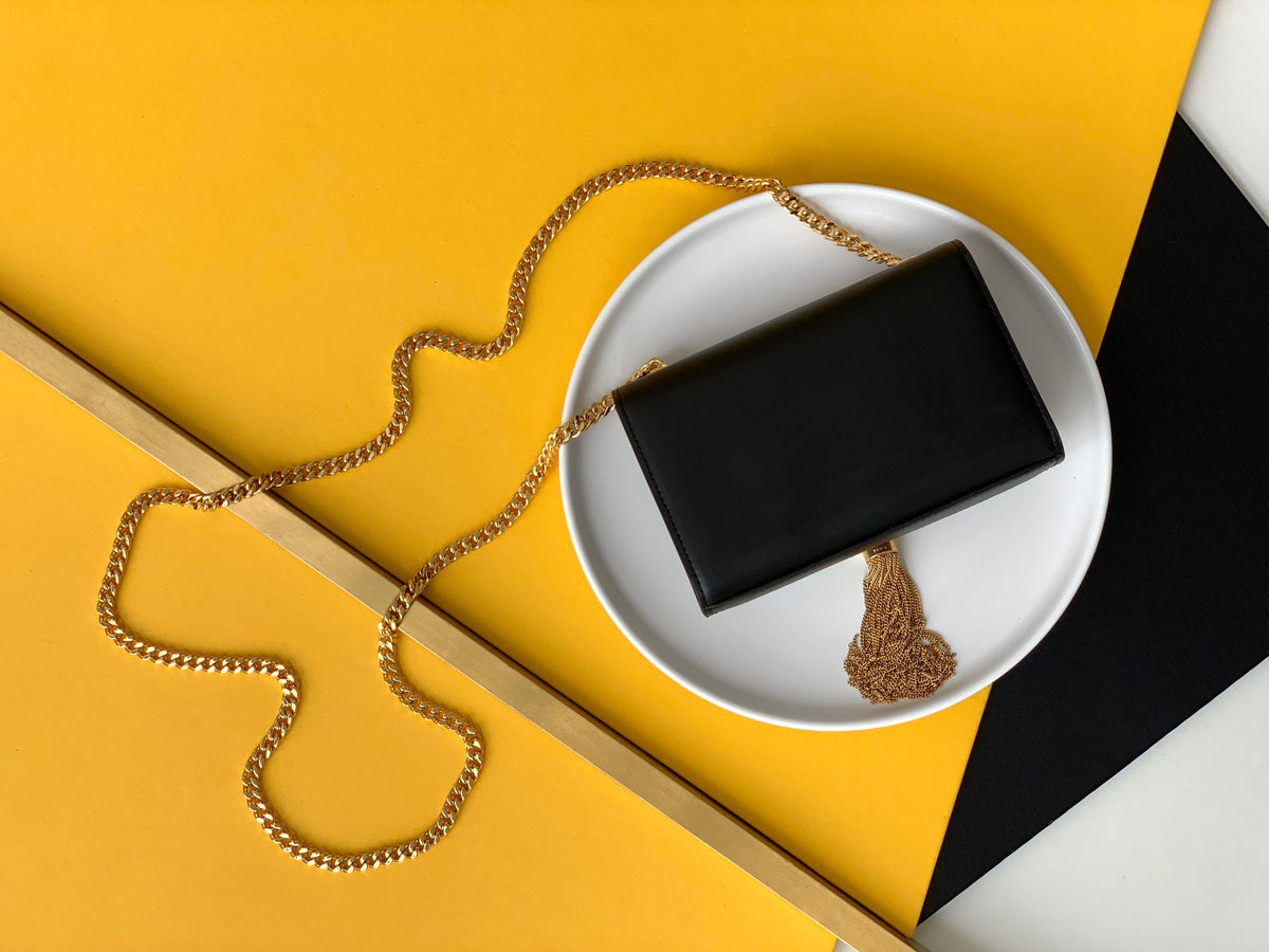 Saint Laurent Black Leather Small Kate Tassel Crossbody Bag