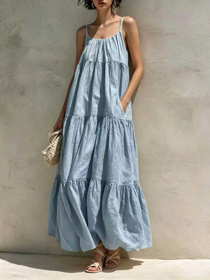 Tiered Scoop Neck Maxi Dress