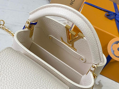 Louis Vuitton LV Capucines Beige LV Pattern Purple 21cm