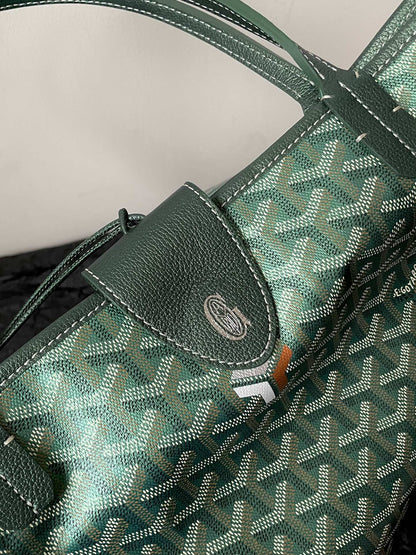 Goyard Green Goyardine Coated Canvas and Leather Saint Louis GM Tote