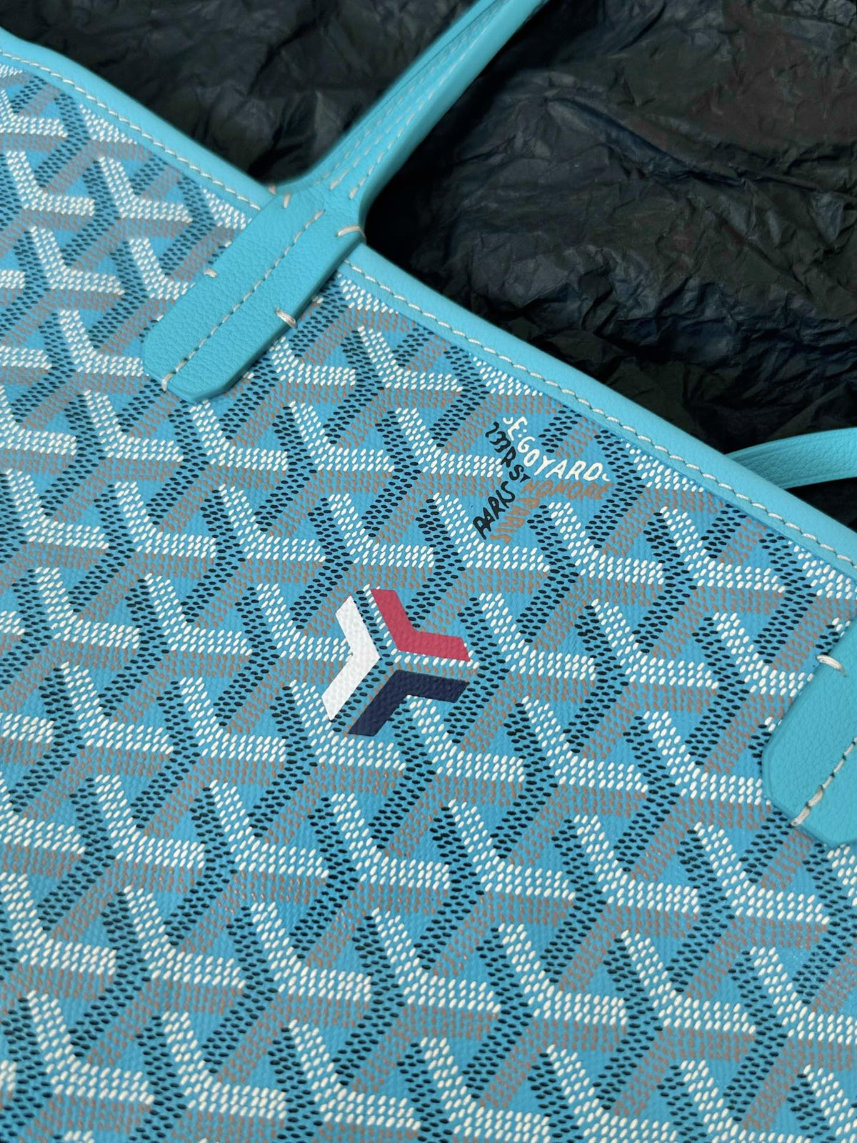 Goyard Blue Coated Canvas Leather Small Saint Louis Tote