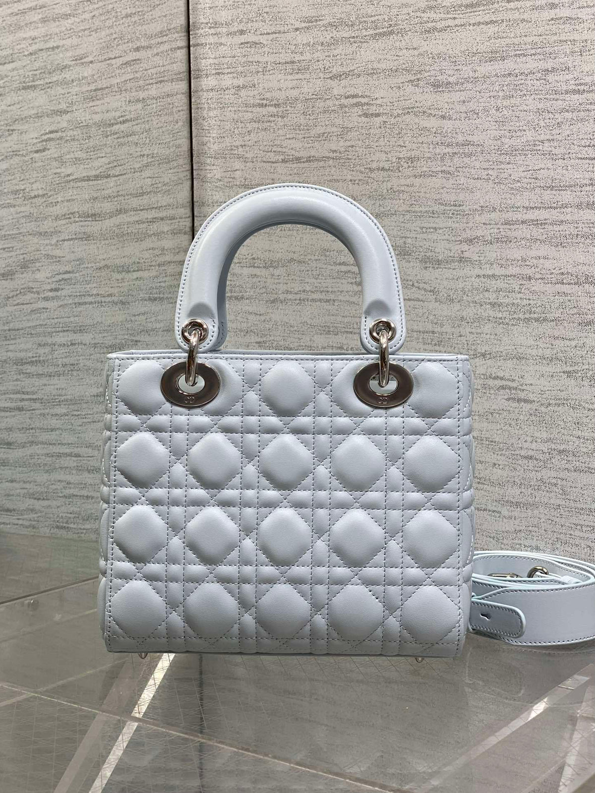 Dior Small Lady Dior Bag in Ice Blue Cannage
