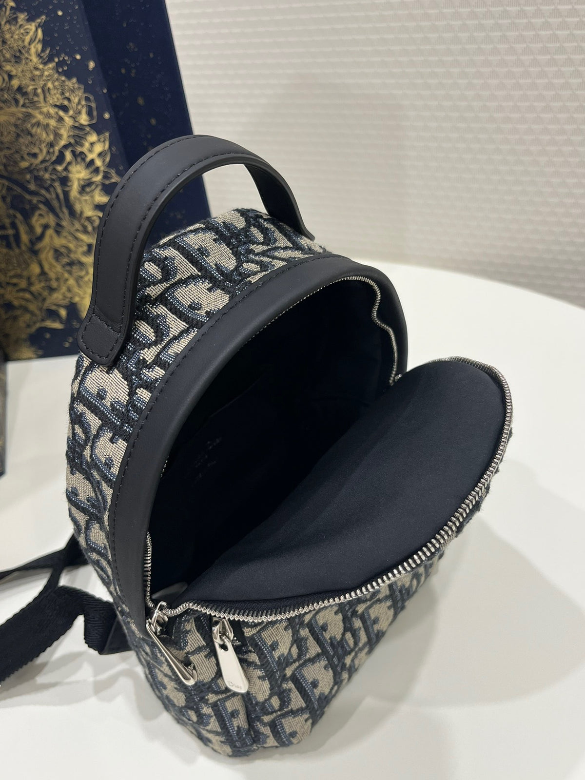 Dior Mini High-End Bag – Oblique Pattern Fabric (24x10x16cm)