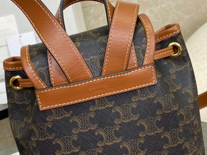 Celine Folco Backpack Mixed Pattern Brown 17x20x10cm