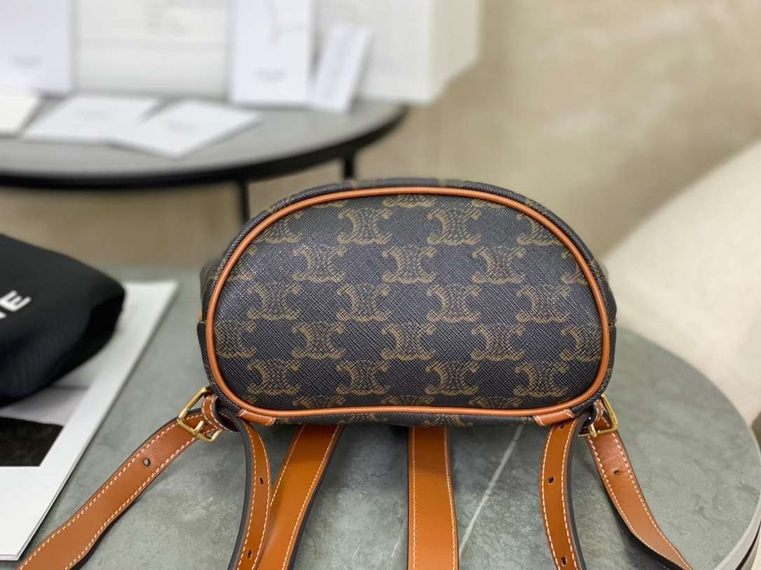 Celine Folco Backpack Mixed Pattern Brown 17x20x10cm