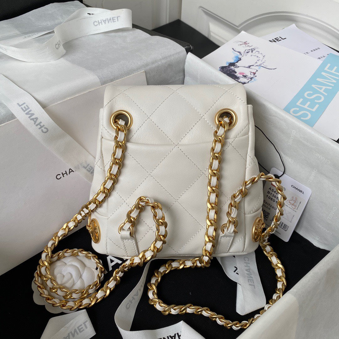 Chanel Charm Mini Backpack Like Auth Lock Handle Plated 18cm