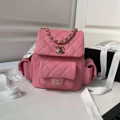 Chanel Backpack Duma Mini Replica 11 Pink Lock Gold 21.5×19.5x12cm
