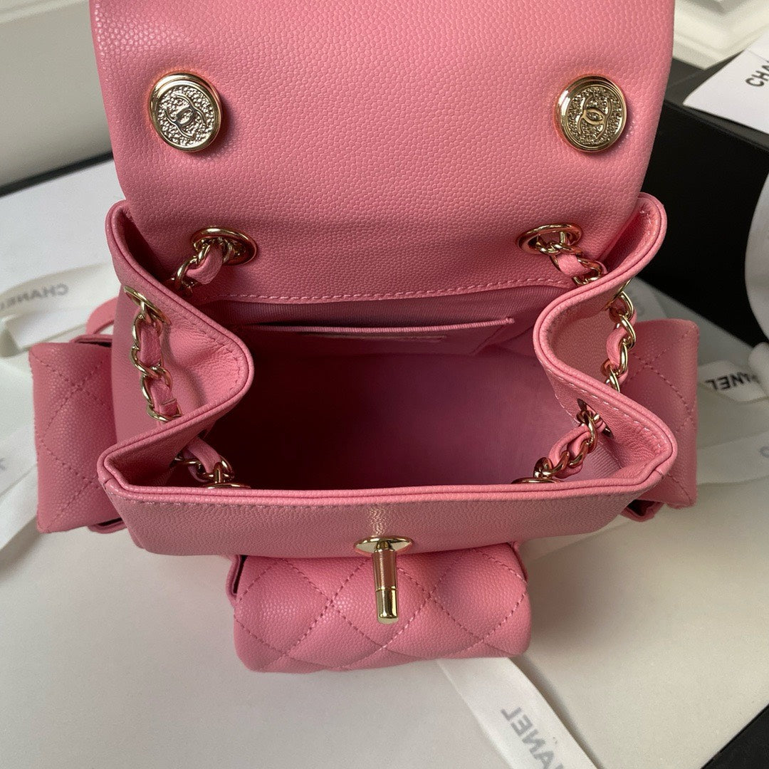 Chanel Backpack Duma Mini Replica 11 Pink Lock Gold 21.5×19.5x12cm