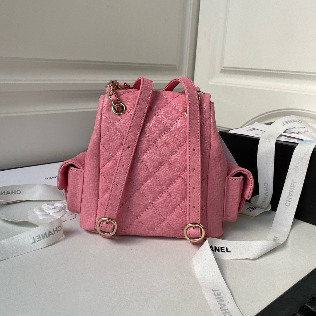 Chanel Backpack Duma Mini Replica 11 Pink Lock Gold 21.5×19.5x12cm