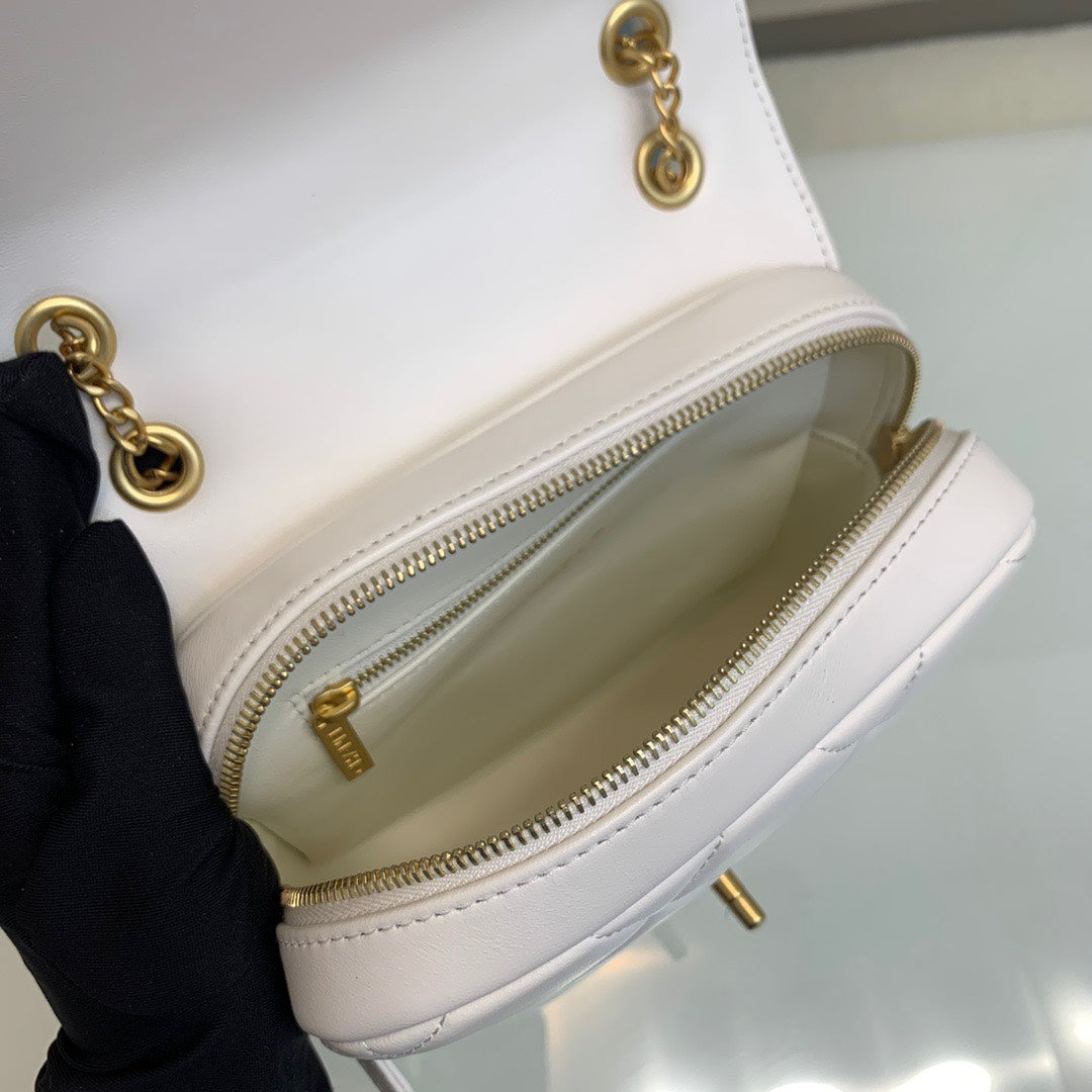 Chanel Mini Backpack Replica 11 Milk White With Gold Lock 18x20x11.5cm
