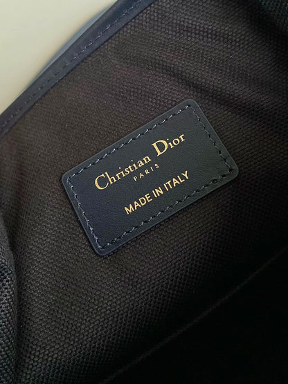 Dior Cest Canvas Backpack Super Embroidered Pattern Black 24x10x24.5cm