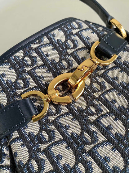 Dior Cest Canvas Backpack Super Embroidered Pattern Black 24x10x24.5cm