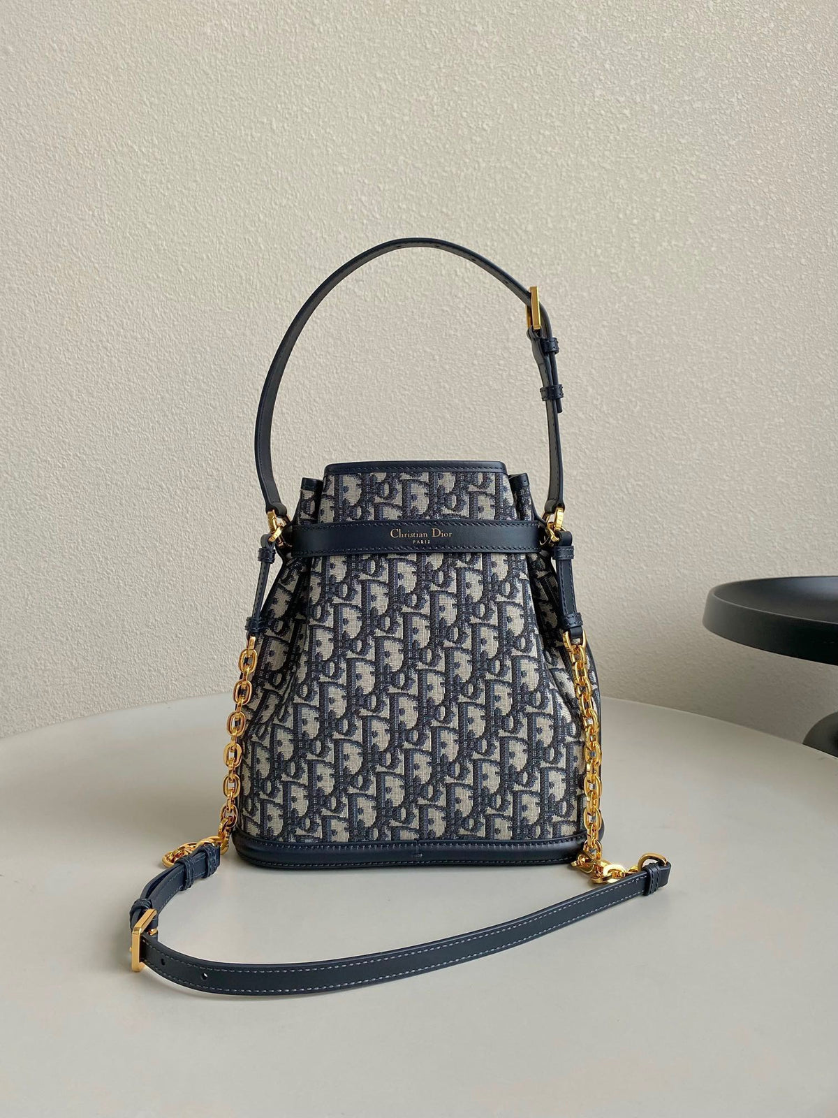 Dior Cest Canvas Backpack Super Embroidered Pattern Black 24x10x24.5cm