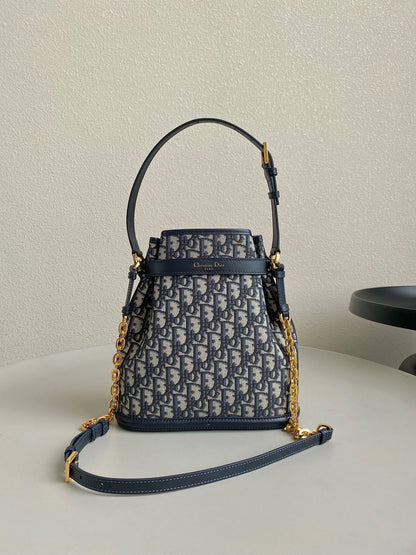 Dior Cest Canvas Backpack Super Embroidered Pattern Black 24x10x24.5cm