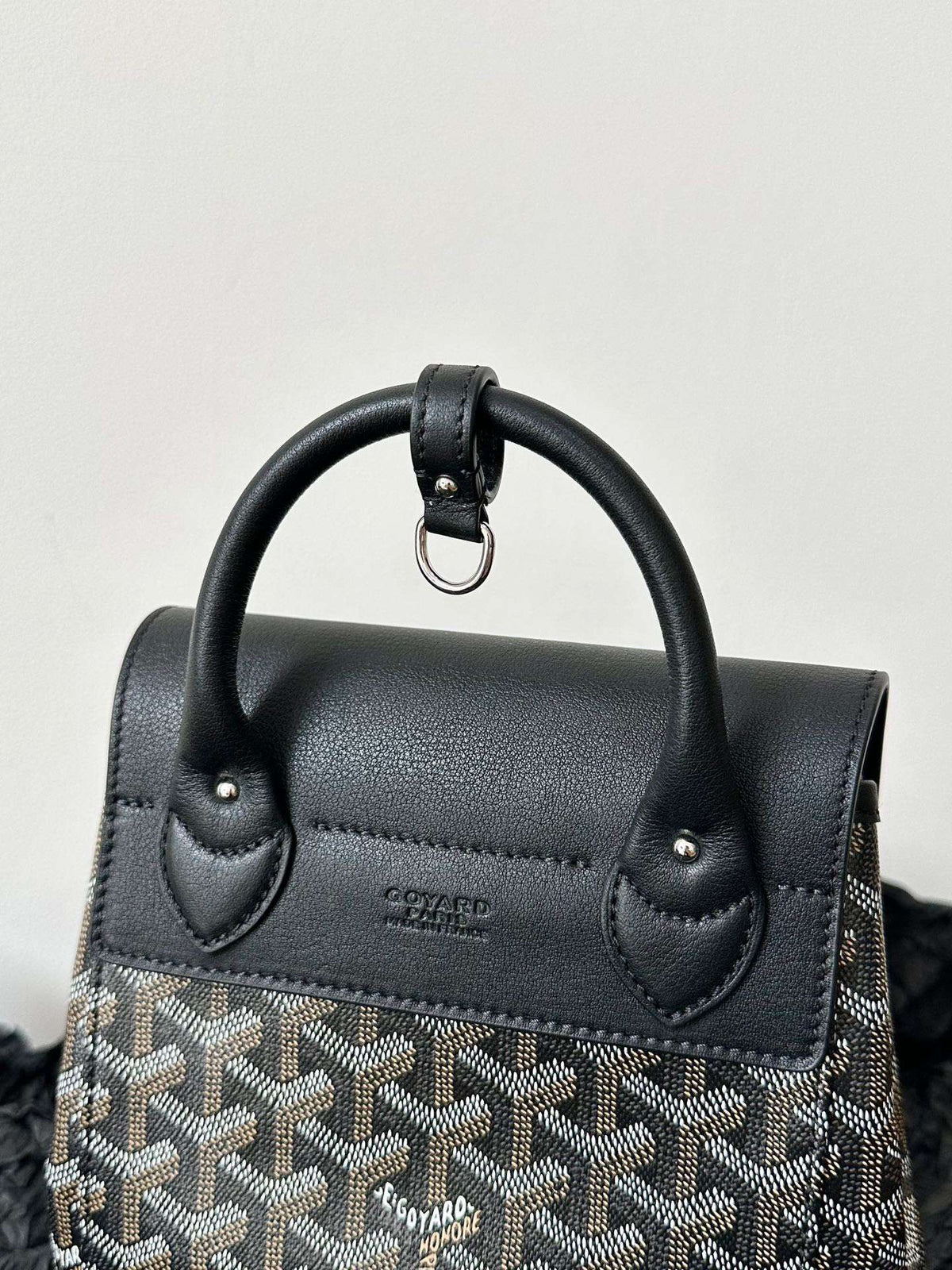 Goyard Mini Backpack Black Super Quality Monogram Pattern Size 23x19cm