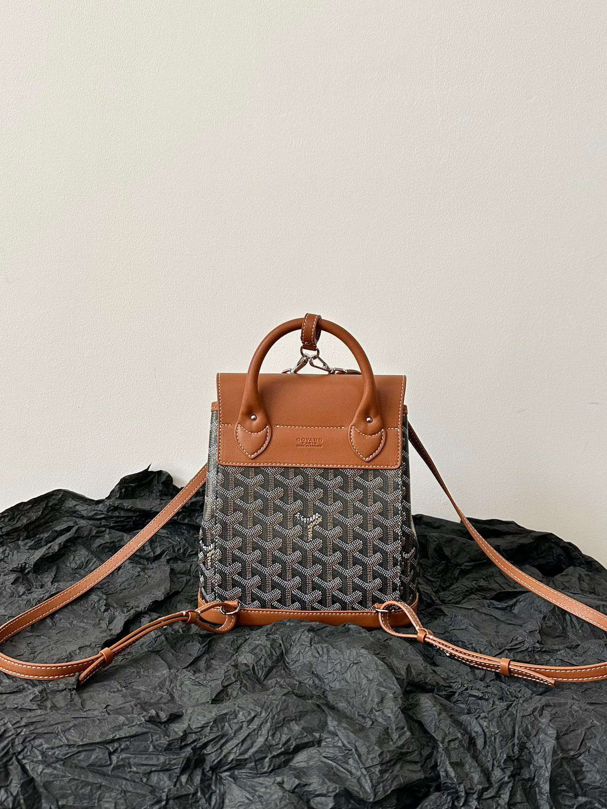 Goyard Mini Backpack Brown Super Quality Monogram Pattern Size 23x19cm
