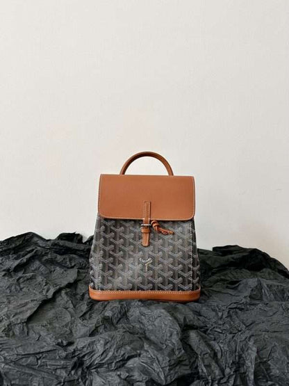Goyard Mini Backpack Brown Super Quality Monogram Pattern Size 23x19cm