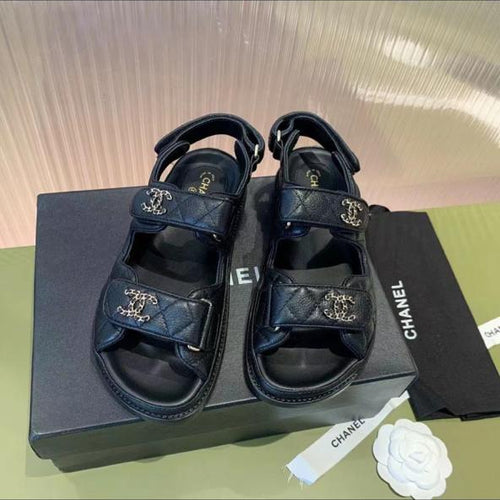Chanel Black Caviar Dad Sandal