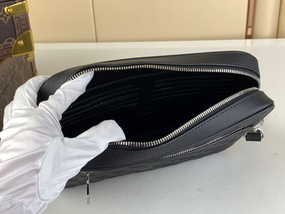 Louis Vuitton LV Clutch Bag Kasai Damier Graphite Black 24cm