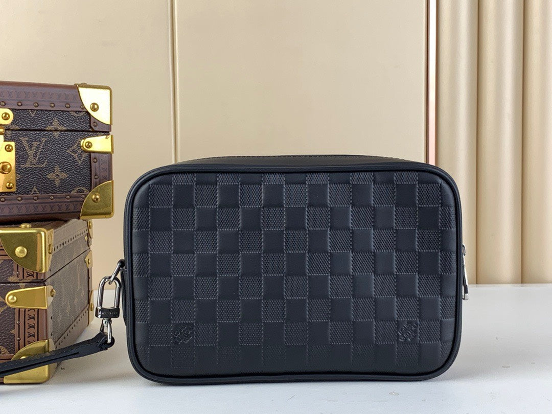 Louis Vuitton LV Clutch Bag Kasai Damier Graphite Black 24cm
