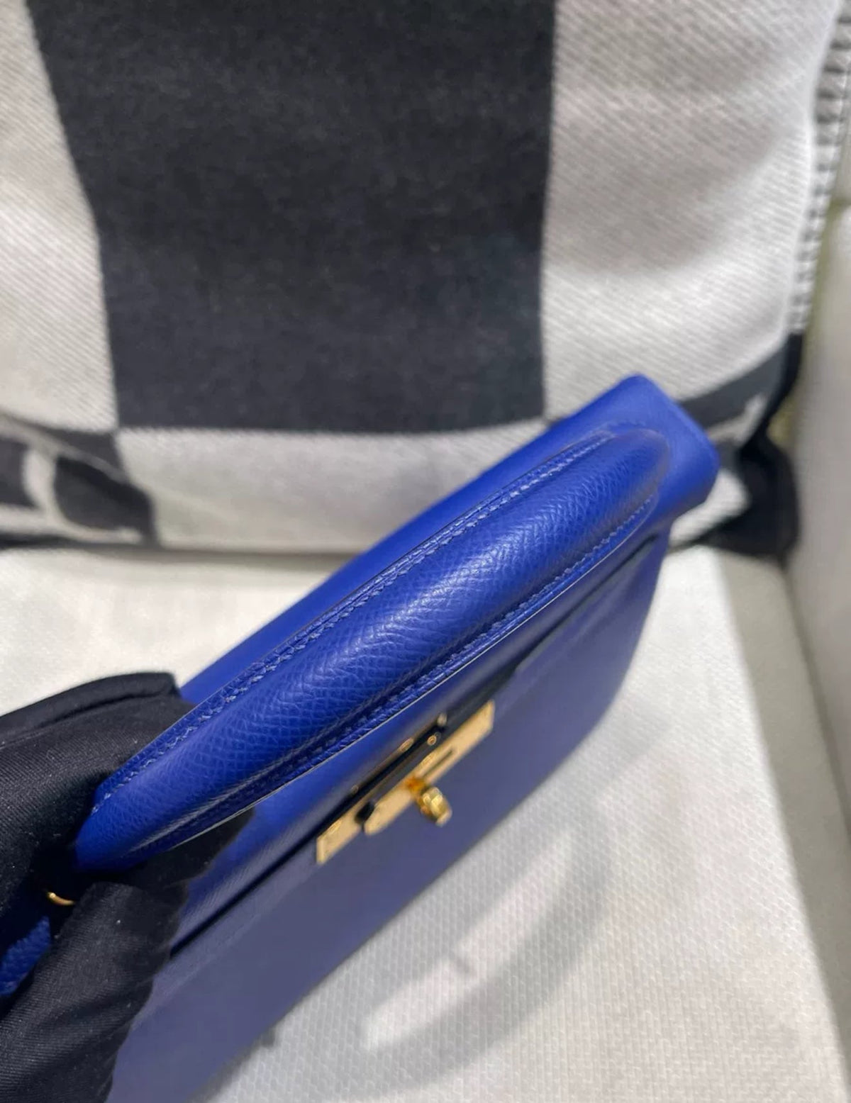 HN 28 Electric Blue Epsom Leather Gold Hardware
