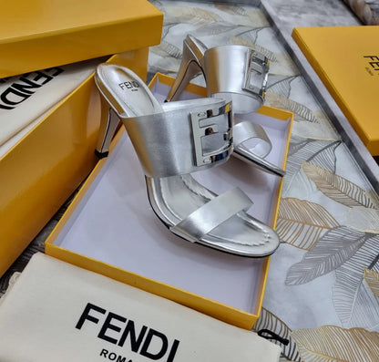 Fendi Leather Baguette Slide Sandals
