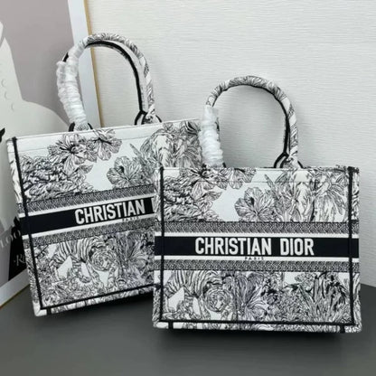 Medium Dior Book Tote White Multicolor Etoile de Voyage Embroidery Bag