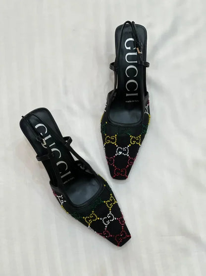 Gucci Squared Toe Leather Pumps