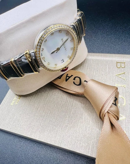 Latest BVLGARI Collection Two Tone Color Women’s Wrist Watch
