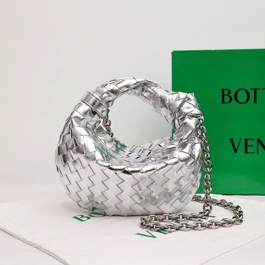 Bottega Veneta Women’s Metallic Woven Leather Knot Handle Crossbody