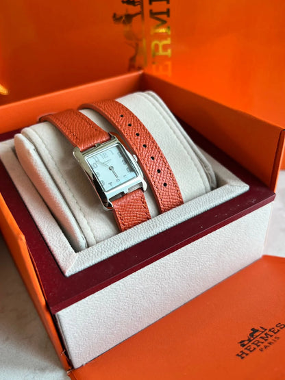 Hermes Heure H Mother-Of-Pearl Diamond Dial Stainless Steel Women’s Watch