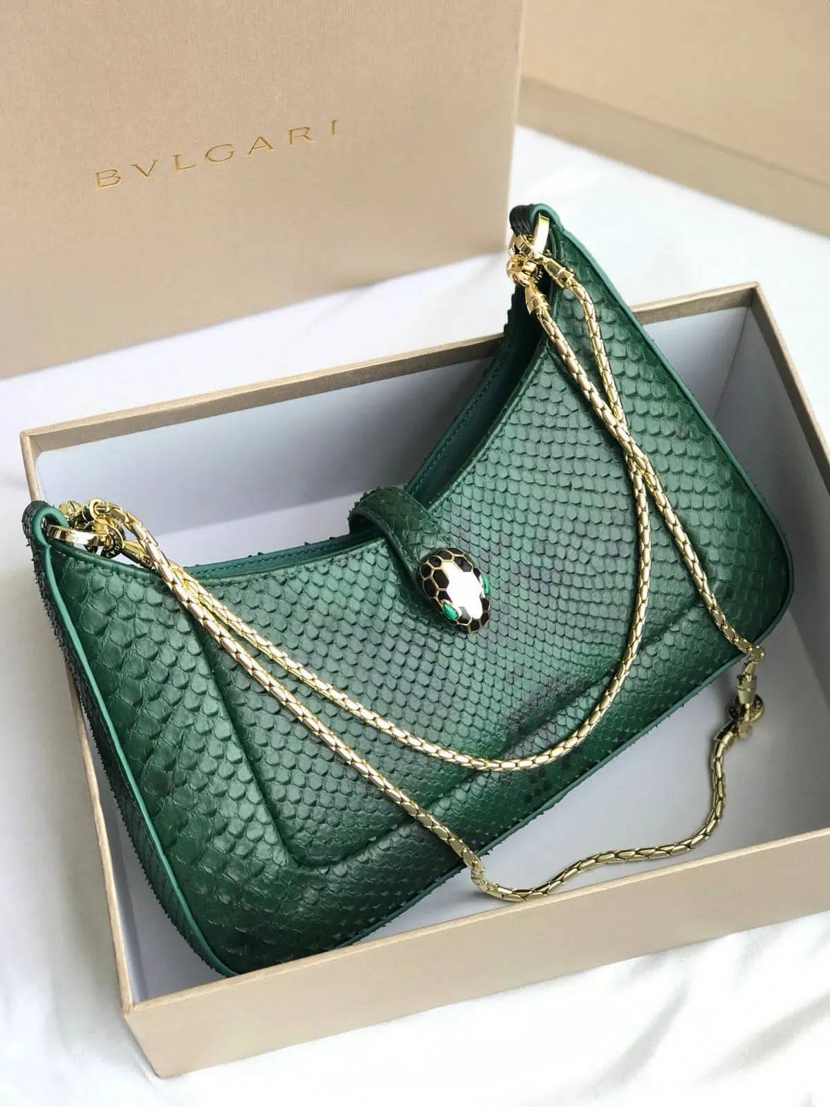 Bvlgari Crocodile Style Leather Bag