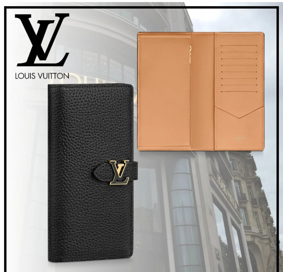 Louis Vuitton Unisex Faux Fur Plain Leather Bridal Logo Long Wallet