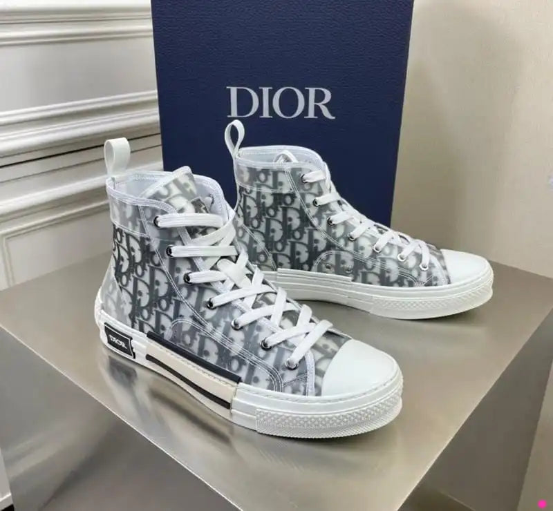 Dior White/Grey Oblique Mesh Sneakers