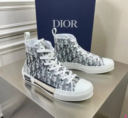 Dior White/Grey Oblique Mesh Sneakers
