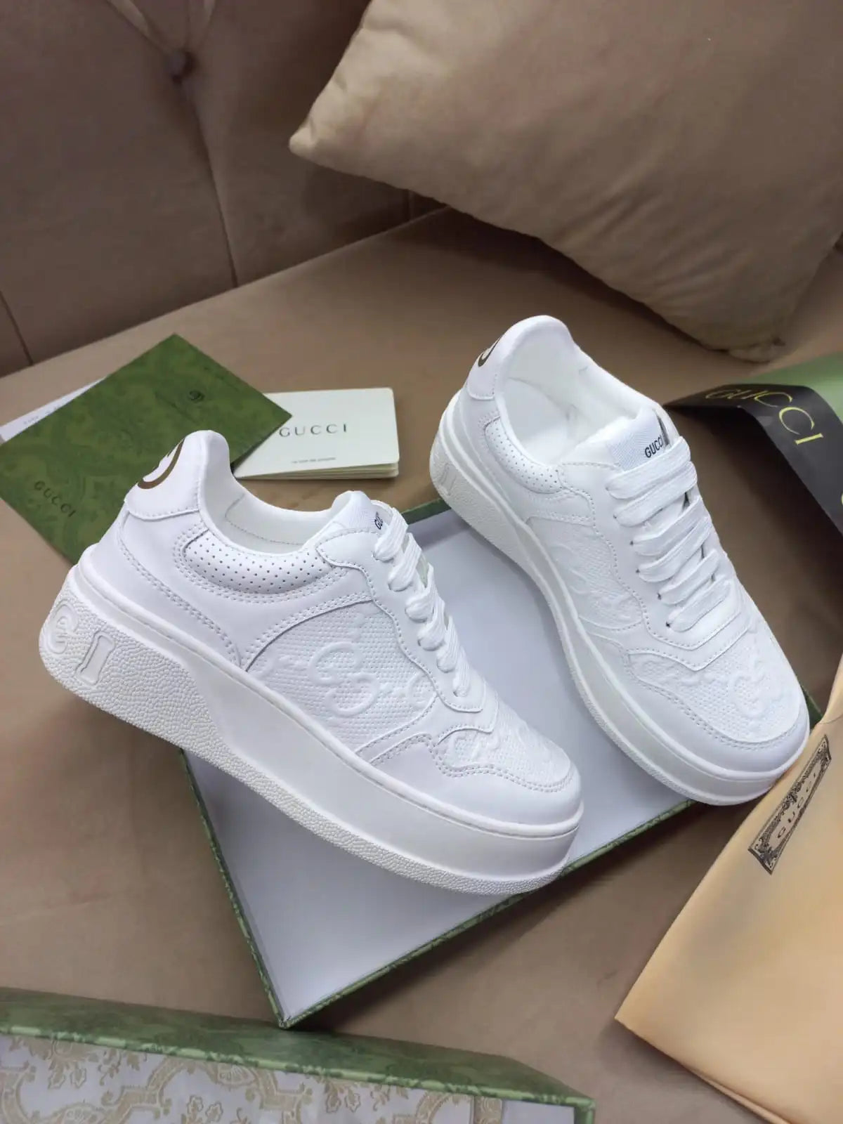Gucci Monogram Logo Leather Sneaker