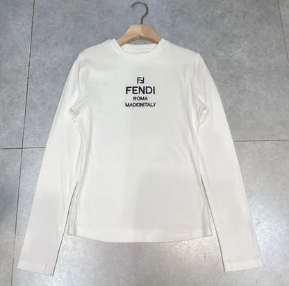 Fendi Crewneck Long-Sleeve Monogram Shirt